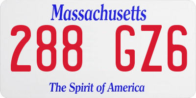 MA license plate 288GZ6