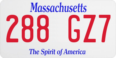 MA license plate 288GZ7
