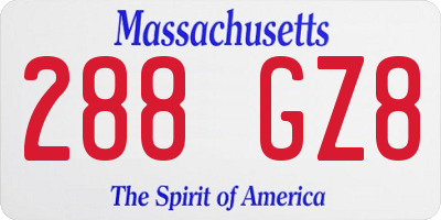MA license plate 288GZ8