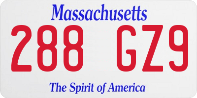 MA license plate 288GZ9