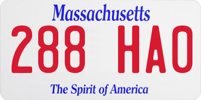 MA license plate 288HA0