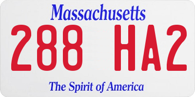 MA license plate 288HA2