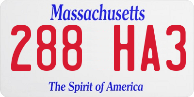 MA license plate 288HA3