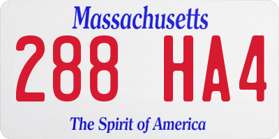 MA license plate 288HA4