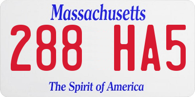 MA license plate 288HA5