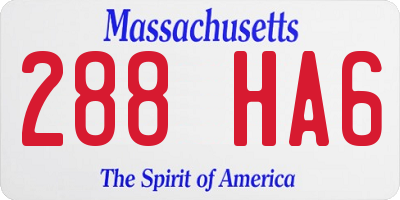MA license plate 288HA6