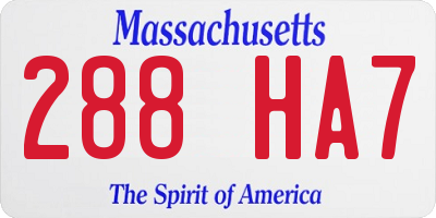 MA license plate 288HA7