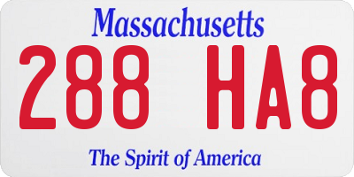 MA license plate 288HA8