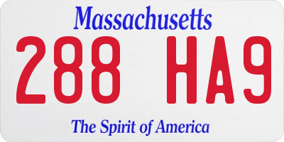 MA license plate 288HA9