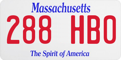 MA license plate 288HB0