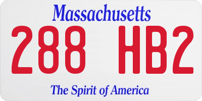 MA license plate 288HB2