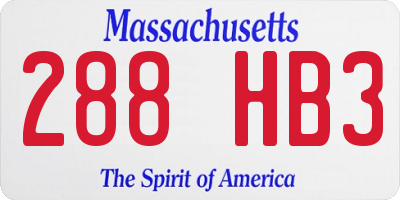 MA license plate 288HB3