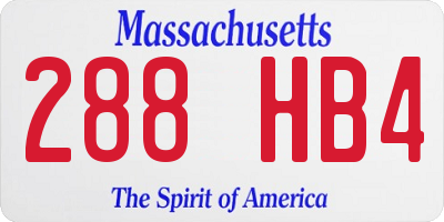 MA license plate 288HB4