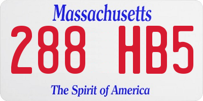 MA license plate 288HB5