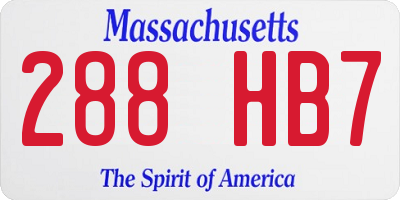 MA license plate 288HB7