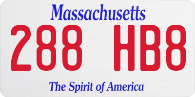 MA license plate 288HB8