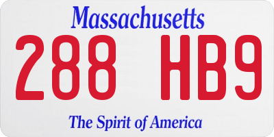 MA license plate 288HB9