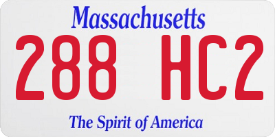 MA license plate 288HC2