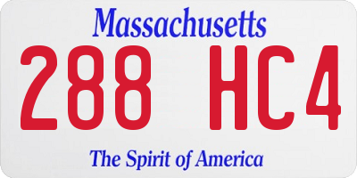 MA license plate 288HC4