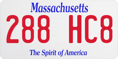 MA license plate 288HC8
