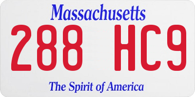 MA license plate 288HC9