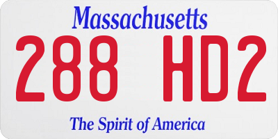 MA license plate 288HD2