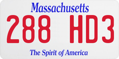 MA license plate 288HD3