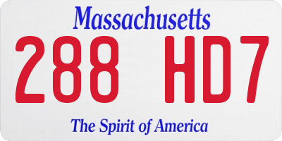 MA license plate 288HD7