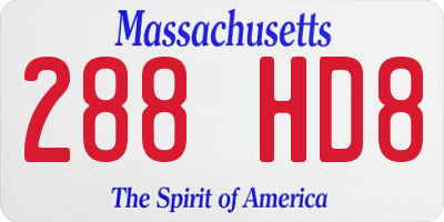 MA license plate 288HD8