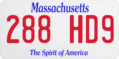 MA license plate 288HD9