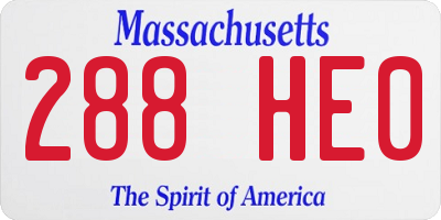 MA license plate 288HE0