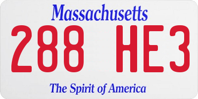 MA license plate 288HE3