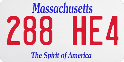 MA license plate 288HE4
