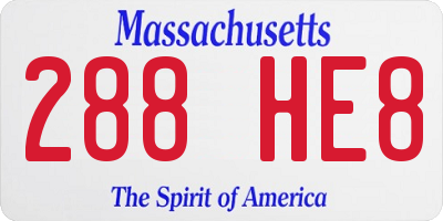 MA license plate 288HE8