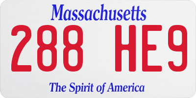 MA license plate 288HE9