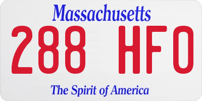 MA license plate 288HF0