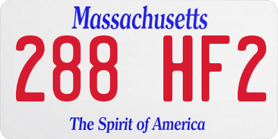 MA license plate 288HF2
