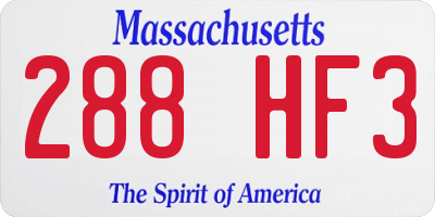 MA license plate 288HF3
