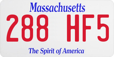 MA license plate 288HF5