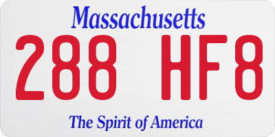 MA license plate 288HF8