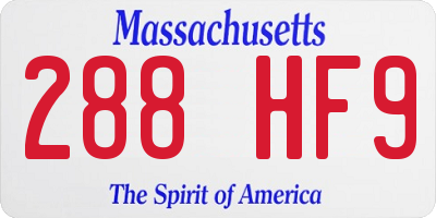 MA license plate 288HF9
