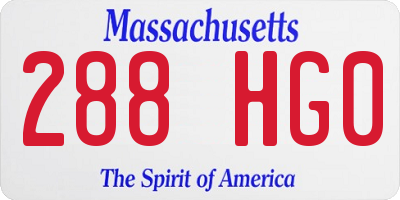 MA license plate 288HG0