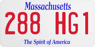 MA license plate 288HG1