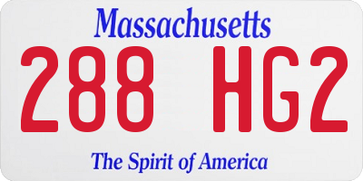 MA license plate 288HG2