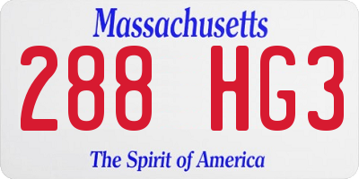 MA license plate 288HG3