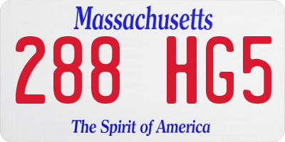 MA license plate 288HG5