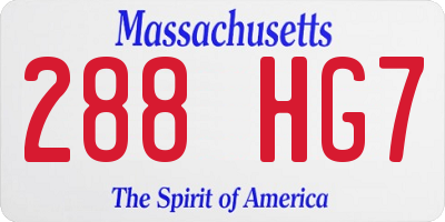 MA license plate 288HG7