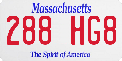 MA license plate 288HG8