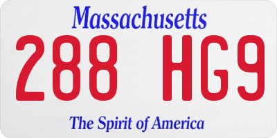 MA license plate 288HG9