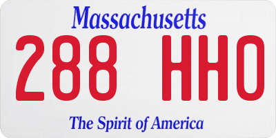 MA license plate 288HH0